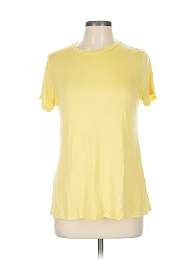 Pre-owned Active Basic Short Sleeve Top Yellow Crew Neck Tops