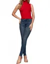 Active Basic Sleeveless Turtle Neck Sweater Top In Red In Red