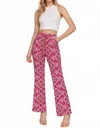 Active Basic Stretch Print Straight Long Pants In Pink In Multi