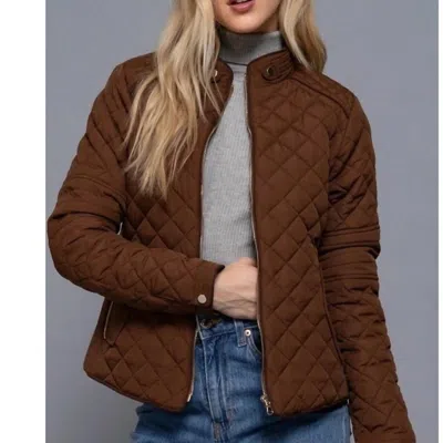 Active Basic Suede Piping Quilted Jacket In Hazelnut Brown In Multi