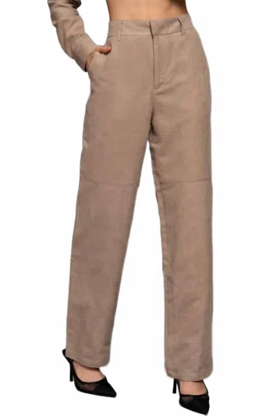 Active Basic Suede Straight Leg Pants In Beige In Neutral