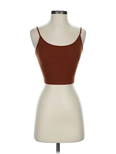 Pre-owned Active Basic Tank Top Brown Strapless Neckline Tops