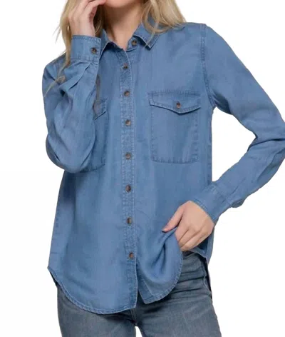 Active Basic Tencel Button Up Shirt In Denim In Multi