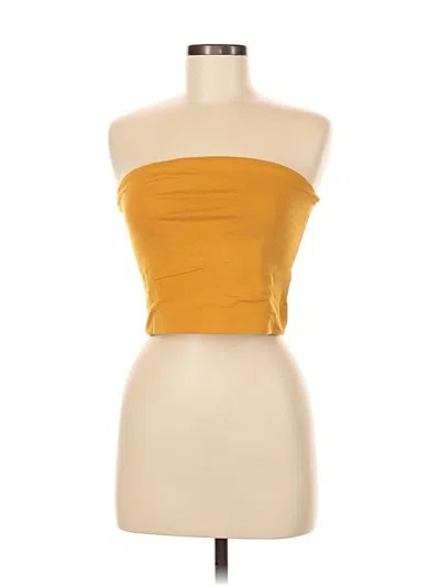Pre-owned Active Basic Tube Top Gold Strapless Neckline Tops