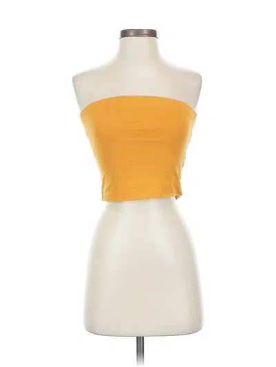Pre-owned Active Basic Tube Top Yellow Strapless Neckline Tops