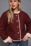 Active Basic Vista Button Down Jacket In Burgundy In Burgundy