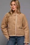 Active Basic Vista Button Down Jacket In Sand Taupe In Brown