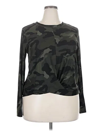 Pre-owned Active By Old Navy Long Sleeve Top Black Camo Pattern Mock Neckline Tops