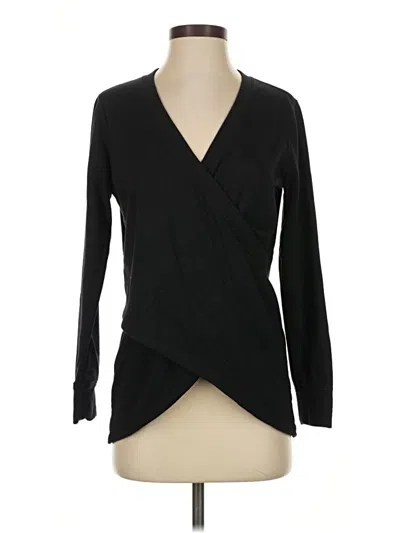 Pre-owned Active By Old Navy Long Sleeve Top Black Plunge Neckline Tops