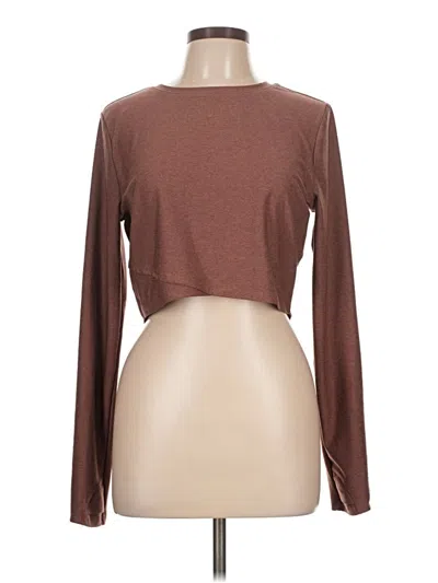 Pre-owned Active By Old Navy Long Sleeve Top Brown Boatneck Tops