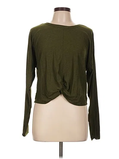 Pre-owned Active By Old Navy Long Sleeve Top Green Keyhole Neckline Tops