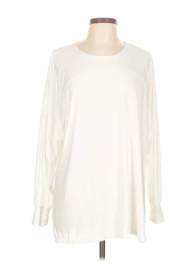 Pre-owned Active By Old Navy Long Sleeve Top Ivory Boatneck Tops In White