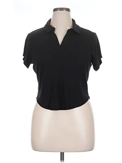 Pre-owned Active By Old Navy Short Sleeve Top Black Collared Neckline Tops