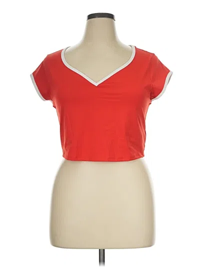 Pre-owned Active By Old Navy Short Sleeve Top Red Sweetheart Neckline Tops