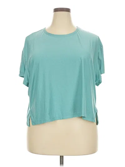 Pre-owned Active By Old Navy Short Sleeve Top Teal Cold Shoulder Neckline Tops In Blue