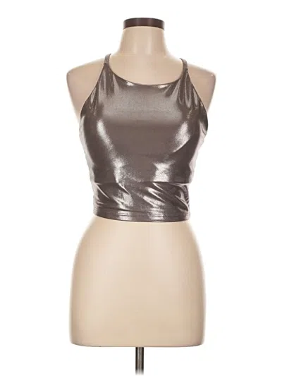 Pre-owned Active By Old Navy Sleeveless Top Silver Metallic Pattern Halter Neckline Tops