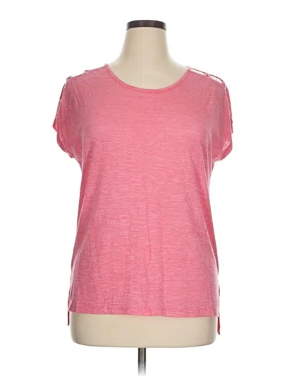 Pre-owned Active Life Short Sleeve Top Pink Cold Shoulder Neckline Tops
