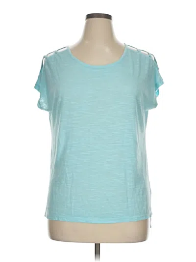 Pre-owned Active Life Short Sleeve Top Teal Scoop Neck Tops