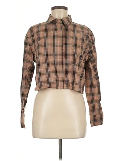 Pre-owned Active Long Sleeve Button Down Shirt In Brown