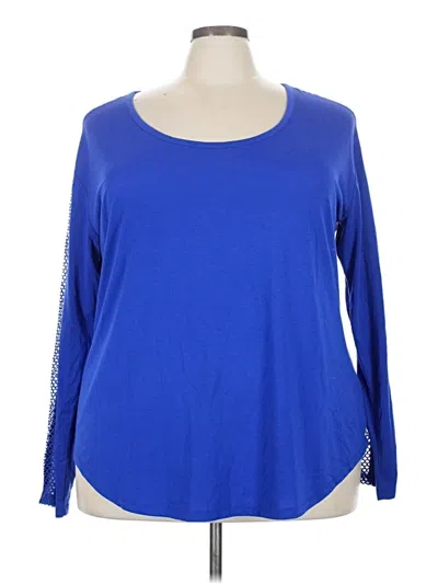 Pre-owned Active Long Sleeve Top Blue Scoop Neck Tops