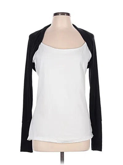 Pre-owned Active Long Sleeve Top White Scoop Neck Tops