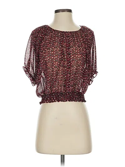 Pre-owned Active Short Sleeve Blouse In Burgundy