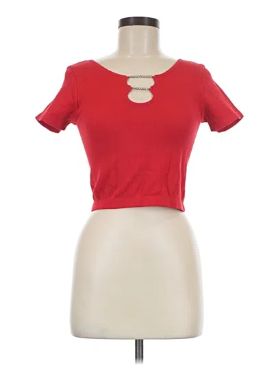 Pre-owned Active Short Sleeve Top Red Keyhole Neckline Tops