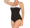 Active Spirit Chlorine Resistant Sport Support Scoop Neck One Piece In Black/white In Black