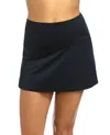 Active Spirit Chlorine Resistant Techkini High Waisted Swim Skirt In Black In Black