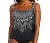 Active Spirit New Awakening Chlorine Resistant Square Neck Tankini Top In Black/white In Multi