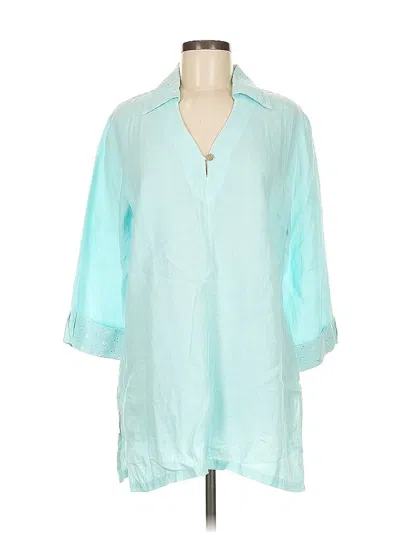 Pre-owned Active Spirit Swimwear 3/4 Sleeve Blouse In Blue