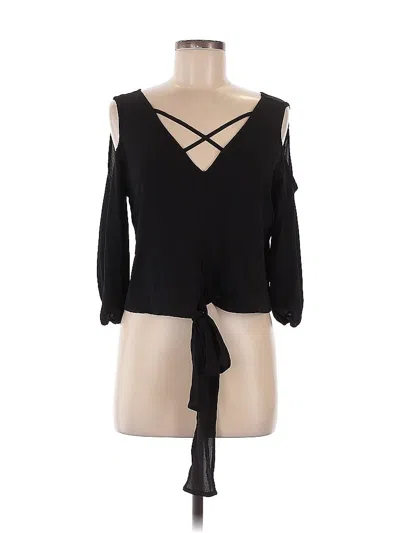 Pre-owned Active Usa 3/4 Sleeve Blouse In Black