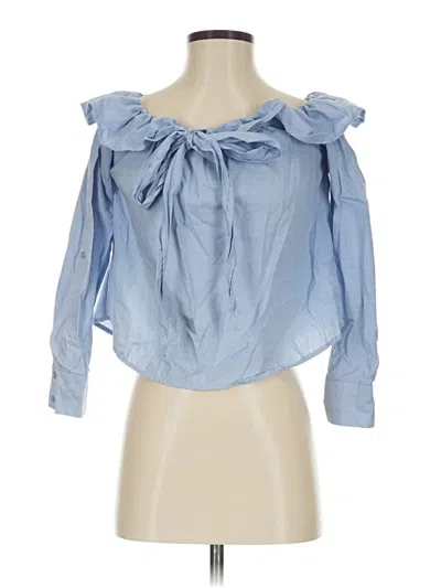 Pre-owned Active Usa 3/4 Sleeve Blouse In Blue