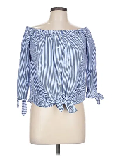Pre-owned Active Usa 3/4 Sleeve Blouse In Blue