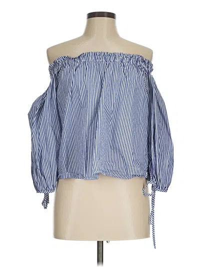 Pre-owned Active Usa 3/4 Sleeve Blouse In Blue