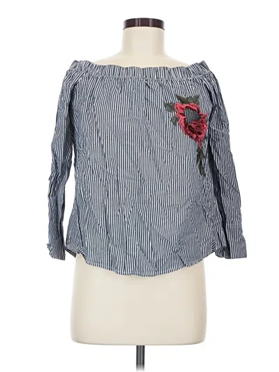 Pre-owned Active Usa 3/4 Sleeve Blouse In Blue
