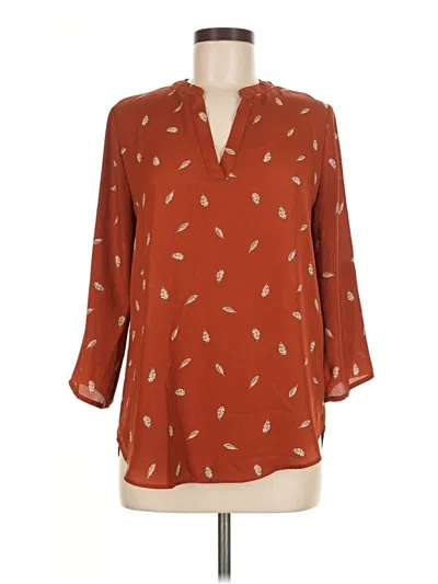 Pre-owned Active Usa 3/4 Sleeve Blouse In Brown