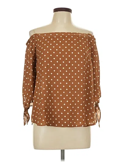 Pre-owned Active Usa 3/4 Sleeve Blouse In Brown