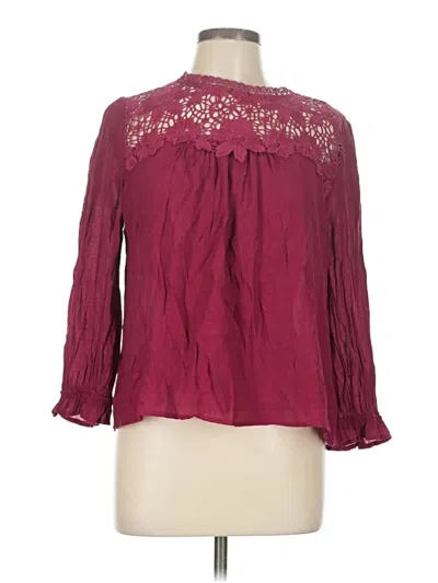 Pre-owned Active Usa 3/4 Sleeve Blouse In Burgundy