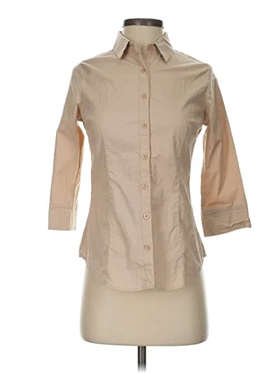 Pre-owned Active Usa 3/4 Sleeve Button Down Shirt In Brown