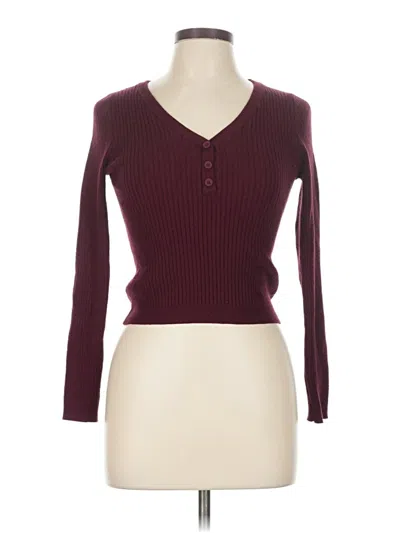 Pre-owned Active Usa Cardigan Sweater In Burgundy