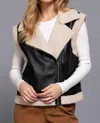 Active Usa Faux Leather Inner Fur Vest In Black In Black