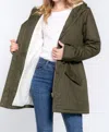 Active Usa Fleece Lined Fur Hoodie Utility Jacket In Olive In Green