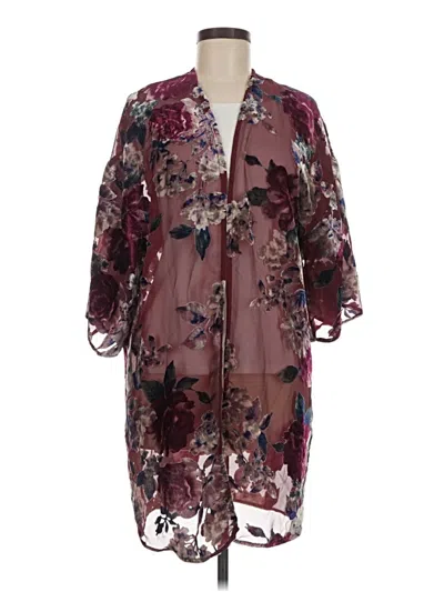 Pre-owned Active Usa Kimono In Burgundy