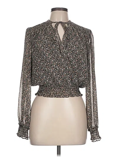 Pre-owned Active Usa Long Sleeve Blouse In Black