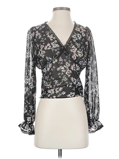 Pre-owned Active Usa Long Sleeve Blouse In Black