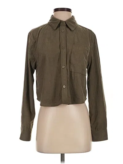 Pre-owned Active Usa Long Sleeve Blouse In Brown