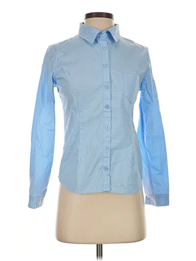 Pre-owned Active Usa Long Sleeve Button Down Shirt In Blue
