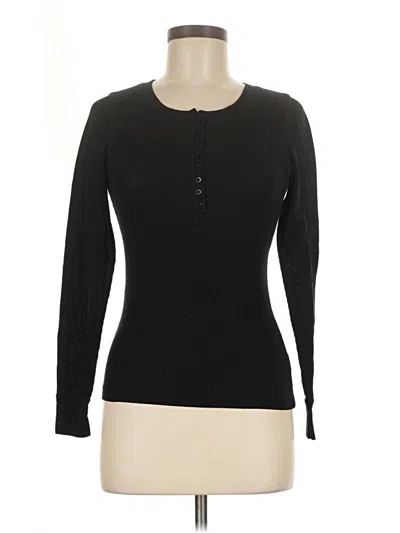 Pre-owned Active Usa Long Sleeve Top Black Keyhole Neckline Tops