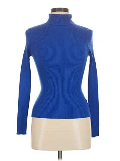 Pre-owned Active Usa Long Sleeve Top Blue Turtleneck Tops